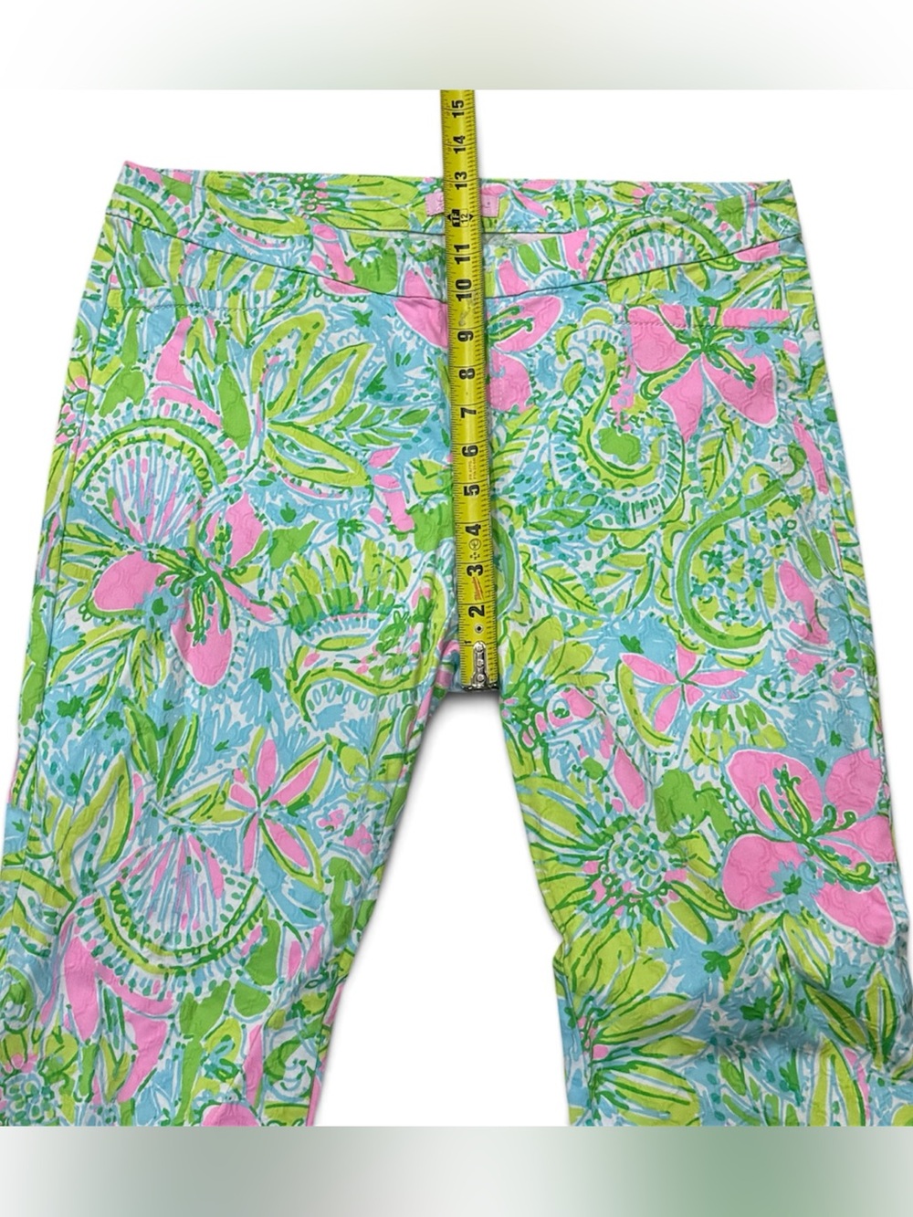 Lilly Pulitzer Bright Floral Stretch Pants - Pink & Green Sz 12 - Picture 3 of 7